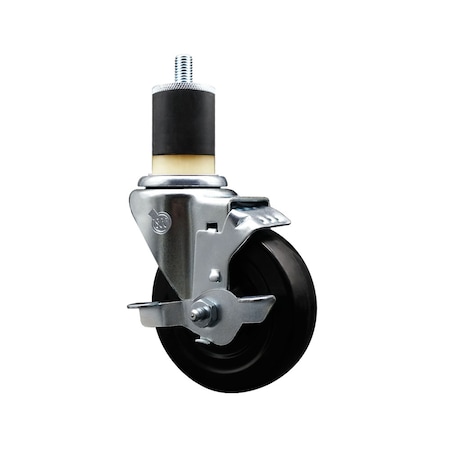 Service Caster 4'' SS Soft Rubber Swivel 1-7/8'' Expanding Stem Caster with Brake SCC-SSEX20S414-SRS-TLB-178